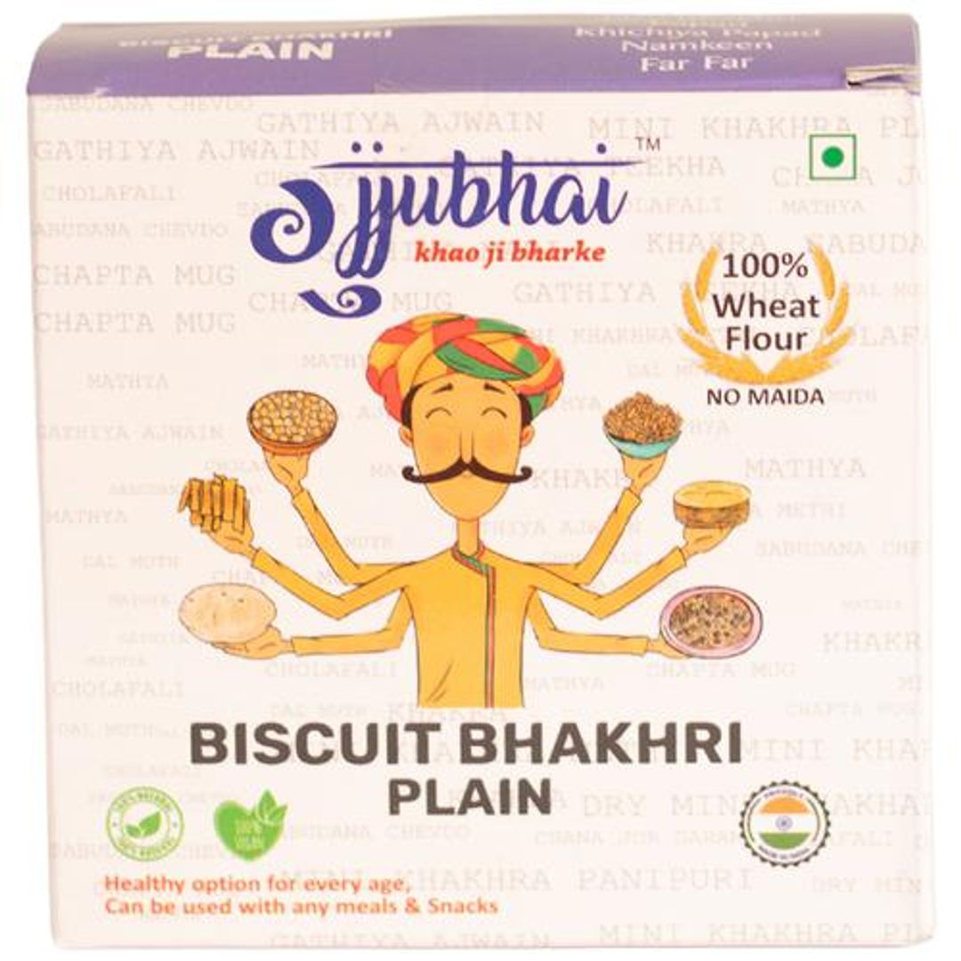 Gujjubhai Biscuit - Bhakhri Plain, 100% Wheat Flour, Natural, Vegan, No Maida, 180 g Box