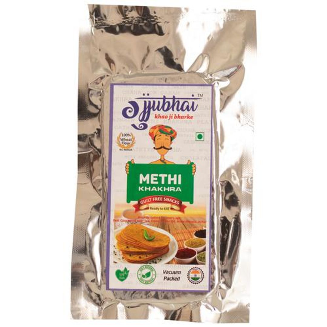 Gujjubhai Methi Khakhra - 100% Wheat Flour, Natural & Vegan, Healthy Snack, No Maida, 35 g Pouch