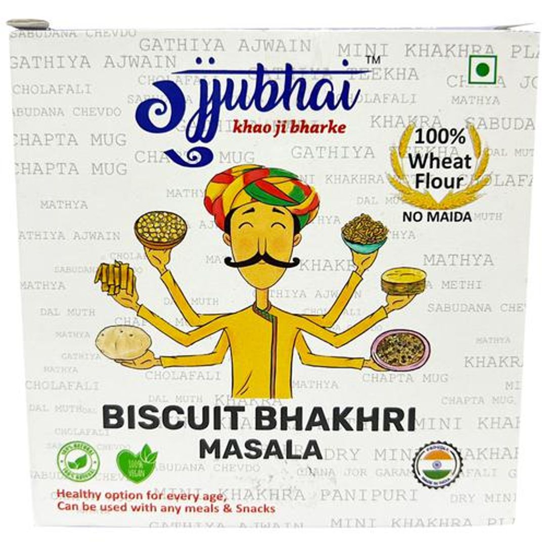 Gujjubhai Biscuit - Bhakhri Masala, 100% Wheat Flour, Natural & Vegan, No Maida, 180 g Box