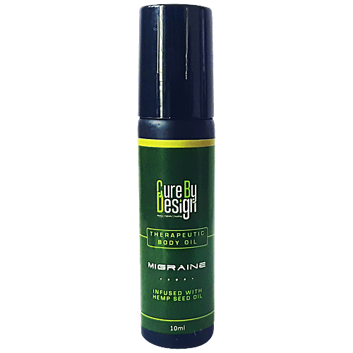 Cure by Design Therapeutic Healing Body Oil - Migraine, Roll On, Infused With Hemp Seed Oil, 10 ml  