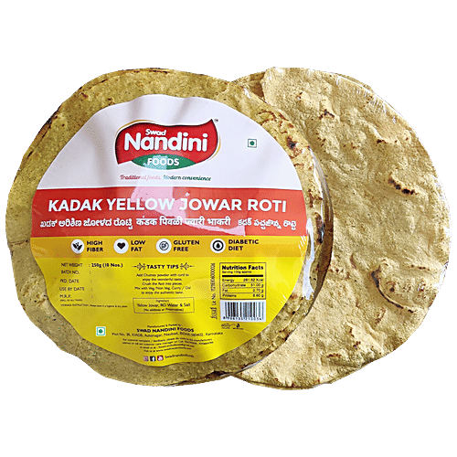 SWAD NANDINI FOODS Kadak Yellow Jowar Roti - 10 pcs, 250 g Pouch 