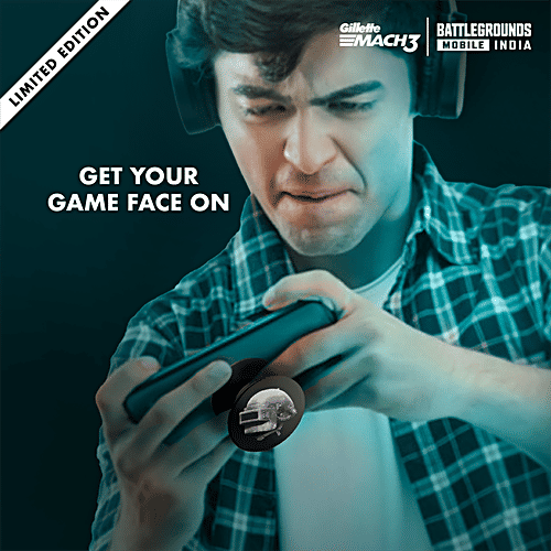 Gillette Mach 3 Special Edition - Men’s Razor,Skin Guard, 3-Blades With Battlegrounds Mobile India Pop-Socket, 1 pc (Free Gaming Pop-Socket) 