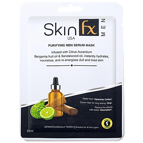 Skin Fx Purifying Serum Men Face Sheet Mask In Japanese Cotton, 25 ml  