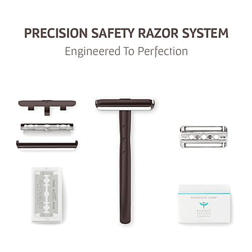 Bombay Shaving Company Gun Metal Precision Safety Razor - 5 Platinum Coated Feather Blades, 1 pc (1 Unit + 5 Blades) 