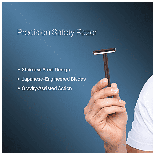 Bombay Shaving Company Gun Metal Precision Safety Razor - 5 Platinum Coated Feather Blades, 1 pc (1 Unit + 5 Blades) 