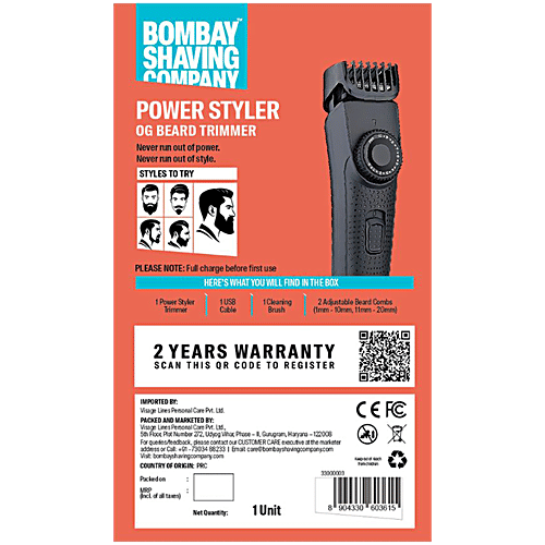 Bombay Shaving Company Cordless Beard Trimmer - Black, 1 pc  