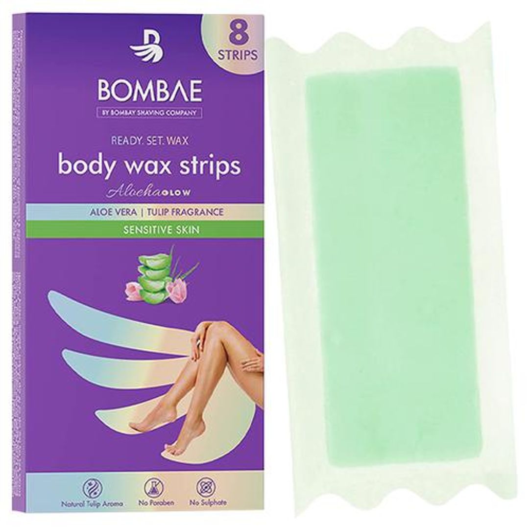 Bombay Shaving Company Bombae Women Full Body Wax Strips For Sensitive Skin, 10 Strips (8 Strips + 2 Post-Wax Strips)
