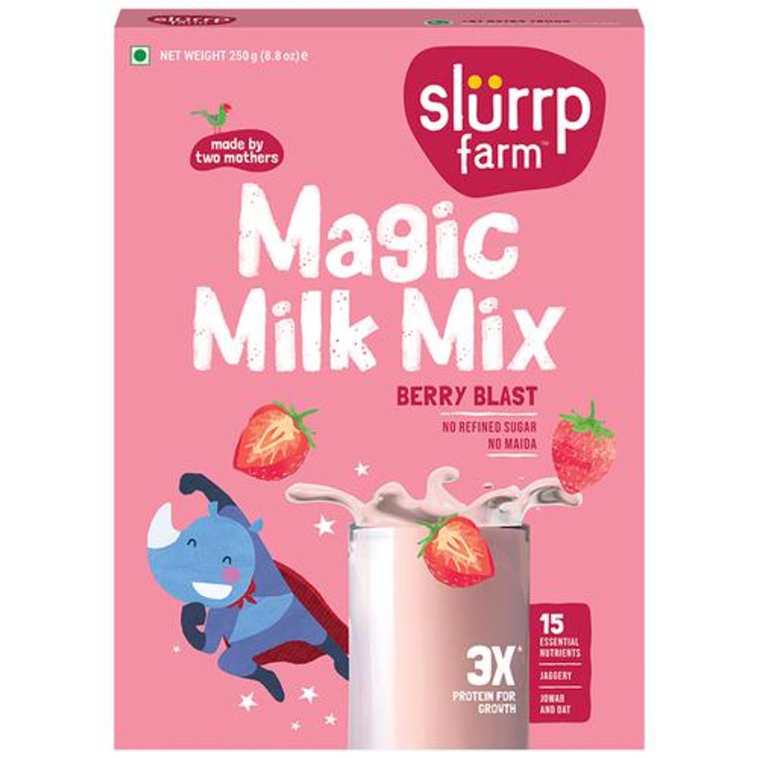 Slurrp Farm Berry Milk Mix - No Refined Sugar, Contains Oats & Jowar, 250 g 