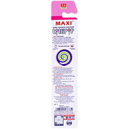 MAXI Lollipop Tongue Cleaner For Kids - Easy To Use, Dual-Action Multi-Layer Design, 2 pcs (Buy 1 Get 1 Free)