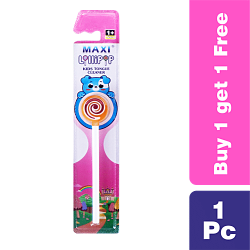 MAXI Lollipop Tongue Cleaner For Kids - Easy To Use, Dual-Action Multi-Layer Design, 2 pcs (Buy 1 Get 1 Free)