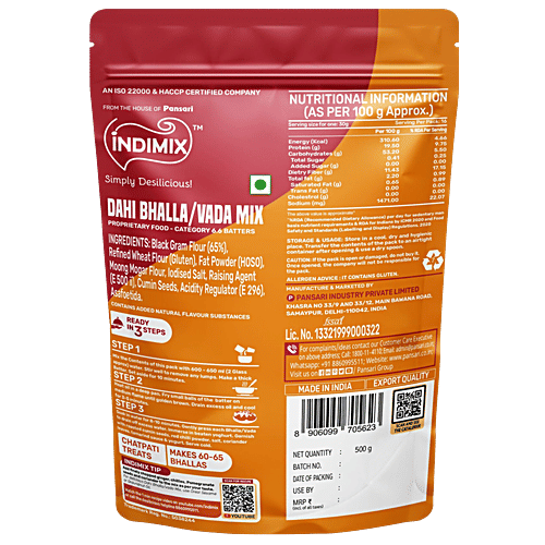 Indimix Dahi Bhalla Mix - Ready To Cook, 500 g  