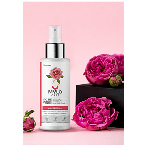 Mylo Care Rose Skin Mist Toner - For Glowing Skin With The Goodness Of Witch Hazel, Cucumber & Aloe Vera Extracts, Free From Sls & Parabens, 200 ml  
