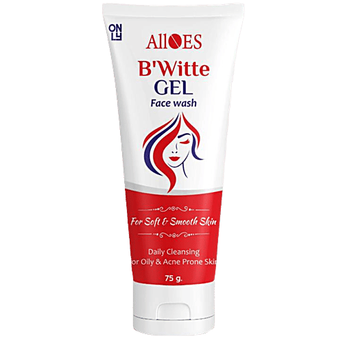 Alloes BWitte Gel Face Wash - Daily Cleansing, Suitable For Oily & Acne Prone Skin, 75 g Tube