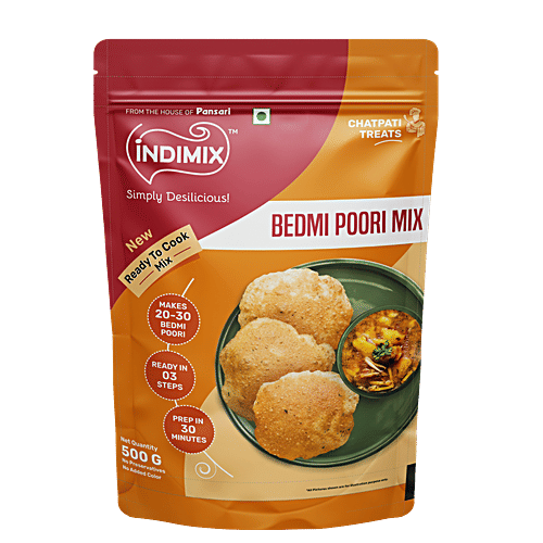 Indimix Bedmi Poori Mix - Ready To Cook, 500 g  