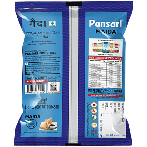 PANSARI Maida - Finely Milled & Refined Wheat Flour, 500 g  