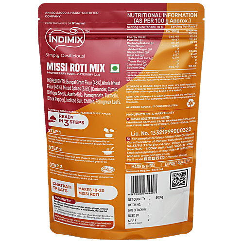 Buy INDIMIX Missi Roti Mix - Ready To Cook, Protein Rich Online at Best ...