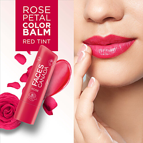 Faces Canada Color Balm - SPF 15, 12 Hrs Moisture, For Dry, Chapped Lips, 4.8 g Rose Petal 
