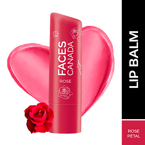 Faces Canada Color Balm - SPF 15, 12 Hrs Moisture, For Dry, Chapped Lips, 4.8 g Rose Petal 