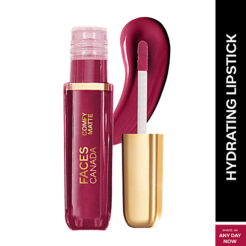 Faces Canada Comfy Matte Liquid Lip Color, 3 ml Any Day Now 04 10 Hour Stay, No Dryness, With Natural Oils