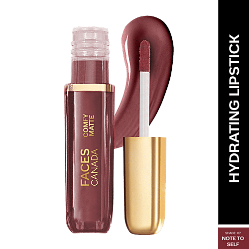 Faces Canada Comfy Matte Liquid Lip Color, 3 ml Note To Self 07 10 Hour Stay, No Dryness, With Natural Oils