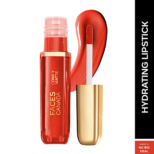 Faces Canada Comfy Matte Liquid Lip Color, 3 ml No Big Deal 12 10 Hour Stay, No Dryness, With Natural Oils