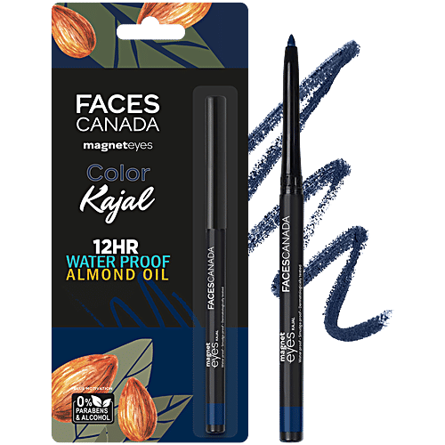 Faces Canada Magneteyes Color Kajal - Waterproof & Smudge Proof, Paraben Free, 0.3 g Blue Motivation 01 