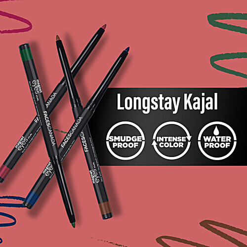 Faces Canada Magneteyes Color Kajal - Waterproof & Smudge Proof, Paraben Free, 0.3 g Blue Motivation 01 