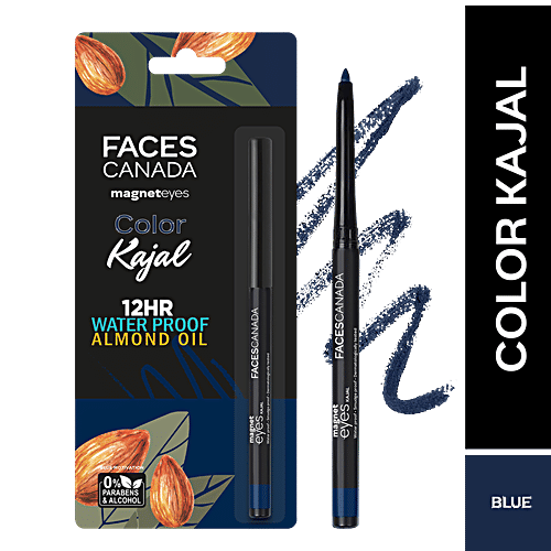 Faces Canada Magneteyes Color Kajal - Waterproof & Smudge Proof, Paraben Free, 0.3 g Blue Motivation 01 
