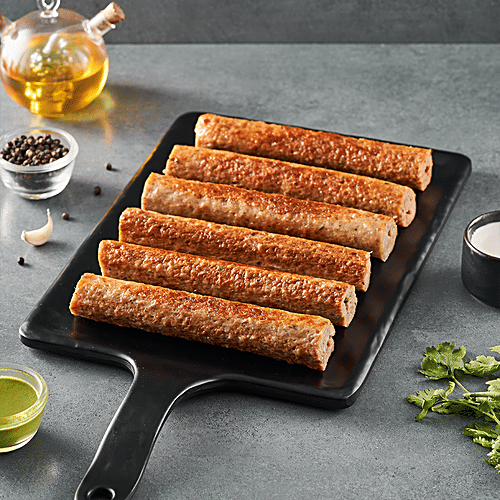 fresho! Chatpata Seekh kabab/Kebab Plater-Lime & Pudina, Angara/Spicy, Malai & Cheese, 480 g (2 pcs each) 