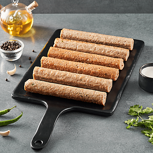 fresho! Chatpata Seekh kabab/Kebab Plater-Lime & Pudina, Angara/Spicy, Malai & Cheese, 480 g (2 pcs each) 