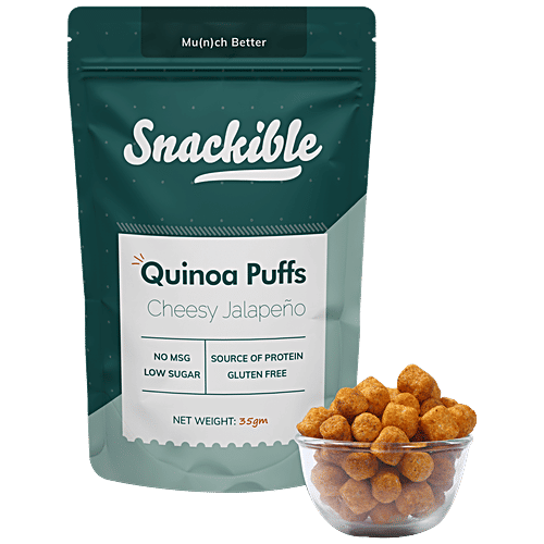 Buy Snackible Cheesy Jalapeno Quinoa Puffs Crunchy, High In Fibre