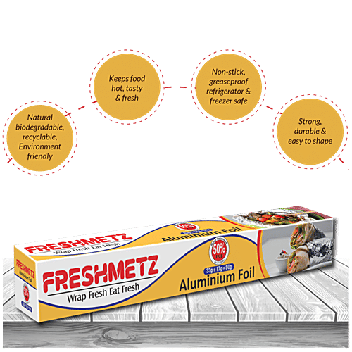 Freshmetz Aluminium Foil Wrap - Hygienic Wrapping Medium, 6 mtr ( 4 mtr + 2 mtrs) 