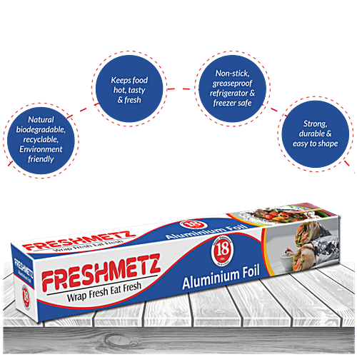 Freshmetz Aluminium Foil Wrap - Hygienic Wrapping Medium, 18 m  