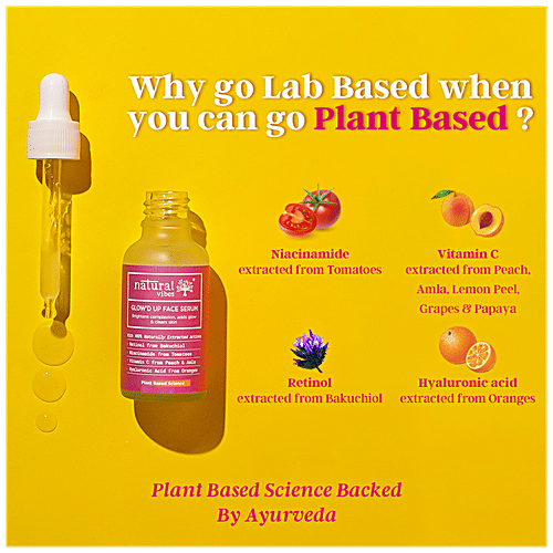Natural Vibes Glow 'd Up Face Serum With Plant Based Niacinamide, Vitamin C For Clear, Bright & Glowing Skin, 30 ml  