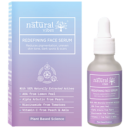 Natural Vibes Redefining Face Serum With Plant Based Alpha Arbutin, Niacinamide & Vitamin C For Pigmentation & Scars, 30 ml  