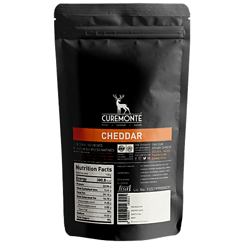 CUREMONTE Cheddar- Aged , Artisan, Handmade, Gourmet Cheese, For Italian Recipes, Snacks, 175 g  