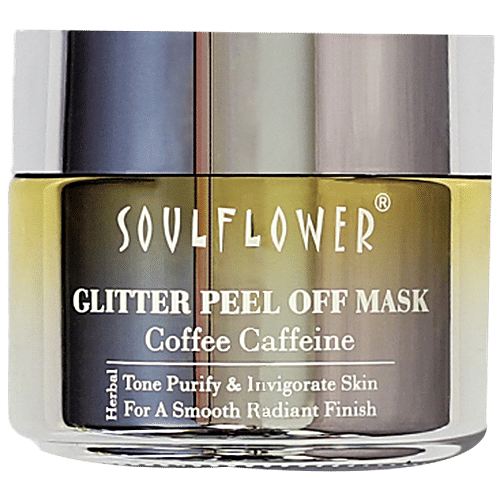 Soulflower Peel off Face Mask with coffee Glitter for Glowing skin, Anti pollution Face, 100 g  