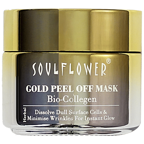 Soulflower Peel off Face Mask with Bio Collagen for Glowing skin, Anti Pollution , Brightening skin, 100 g
