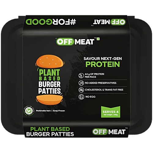 OFF MEAT Plant Based Burger Patties - Protein Rich, Cholesterol & Preservative Free, Healthy Snack, 240 g  
