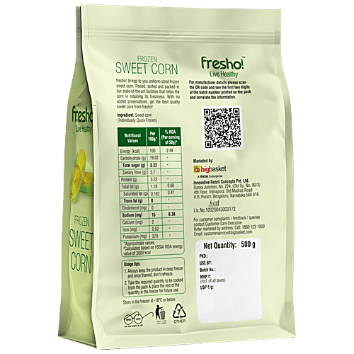 fresho! Frozen Sweet Corn, 500 g Pouch 