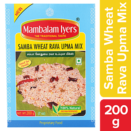 Mambalam Iyers Samba Wheat Rava Upma Mix - Natural, Spice Mix, No Preservatives, 200 g Box