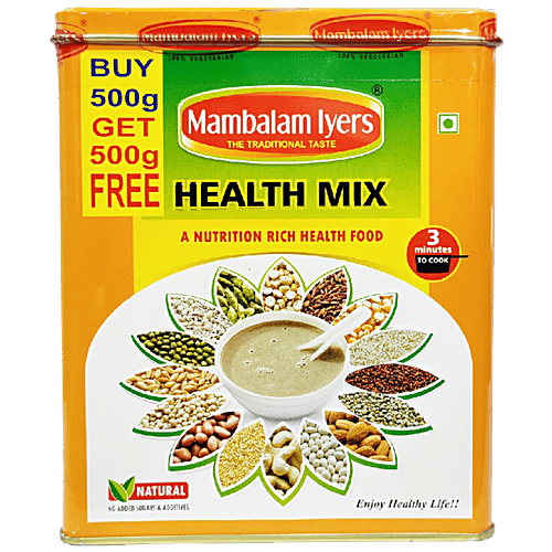 Mambalam Iyers Nutrition Mix - Bajra, Ragi, Jowar, Rich In Protein & Fibre, No Added Sugar, 500 g (Get 500 g Extra Free)