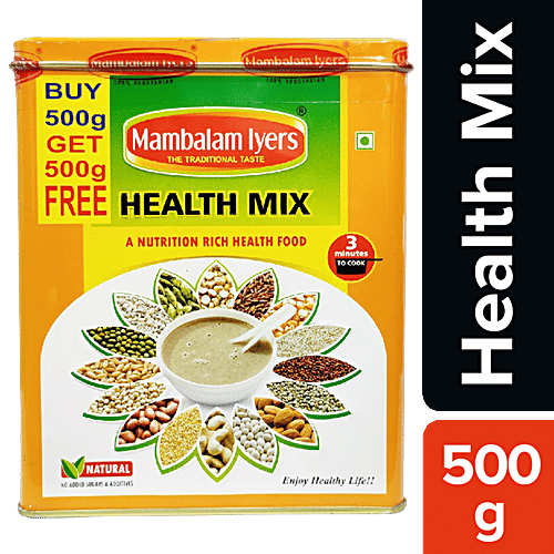 Mambalam Iyers Nutrition Mix - Bajra, Ragi, Jowar, Rich In Protein & Fibre, No Added Sugar, 500 g (Get 500 g Extra Free)