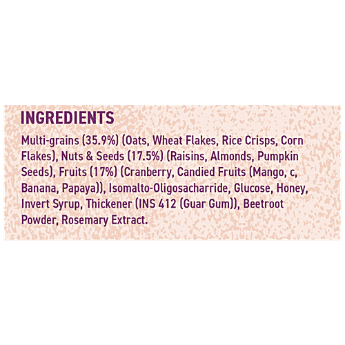 Bagrry's The Mighty Muesli Bar - Fruits, Nuts & Seeds, Wholesome, Provides Energy, Rich In Fibre, 35 g