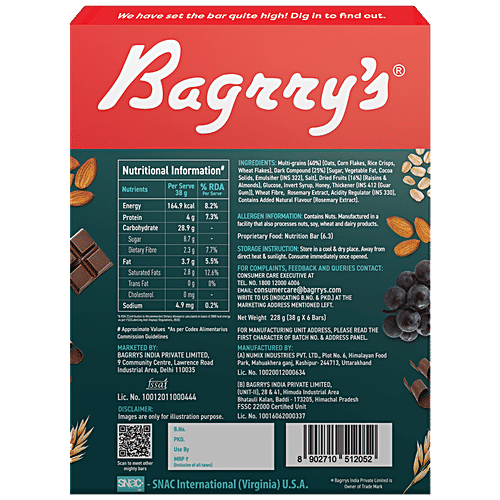 Buy Bagrrys The Mighty Muesli Bars Choco Nut Delight, Wholesome