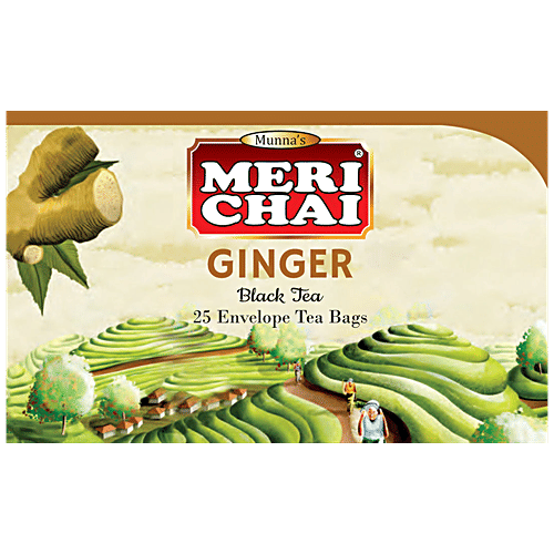 Meri Chai Ginger Black Tea - Rich In Antioxidants, 50 g (25 Envelope Bags x 2 g each)