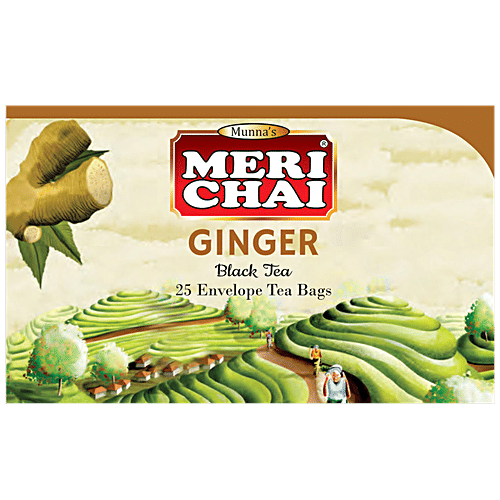 Meri Chai Ginger Black Tea - Rich In Antioxidants, 50 g (25 Envelope Bags x 2 g each)