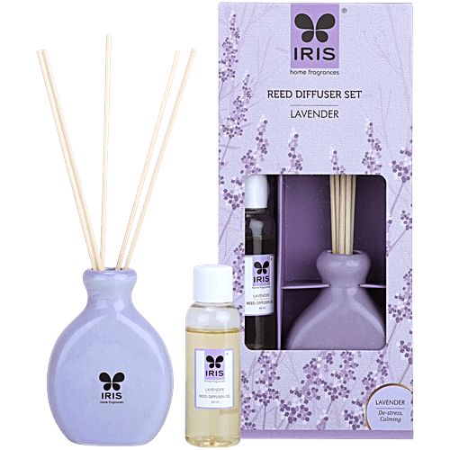 Iris Fragrance Oil Lavender Reed Diffuser Set, 3 pcs 60 ml Oil, 6 Rattan Reeds,1 Ceramic Pot) Calming Lavender
Serene Ambiance