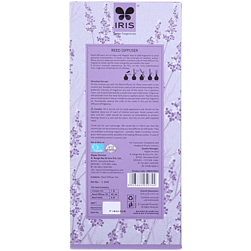 Iris Fragrance Oil Lavender Reed Diffuser Set, 3 pcs 60 ml Oil, 6 Rattan Reeds,1 Ceramic Pot) Calming Lavender
Serene Ambiance