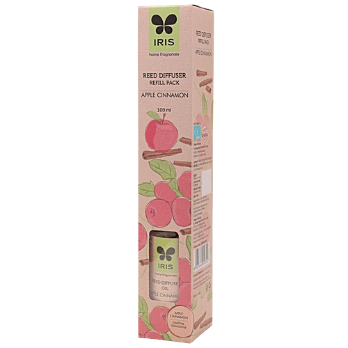 Iris Apple Cinnamon Reed Diffuser Refill Set - 100 ml diffuser oil, 16 Rattan reeds, 2 pcs  